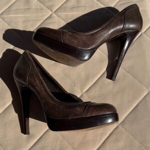 Tory Burch Dark Brown Leather Heels